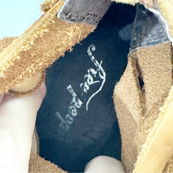 Free People Brown Hybrid Block Heel Ankle Strappy Leather Boots 38 EU or 7.5 US - Picture 7 of 10